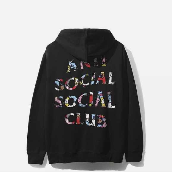 Anti Social Social Club ASSC x BT21 Collab Blended Black Hoodie